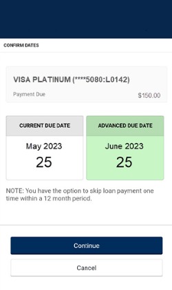 Skip Pay - date confirmation