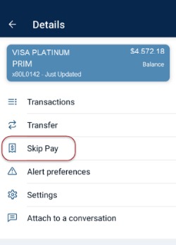 Skip Pay - menu