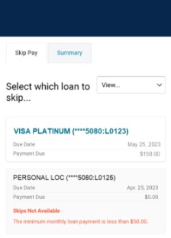 Skip Pay - accessing the menu