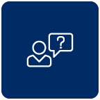 Person with question in bubble icon illustration