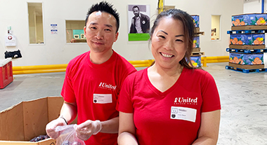 1st United volunteering at food bank