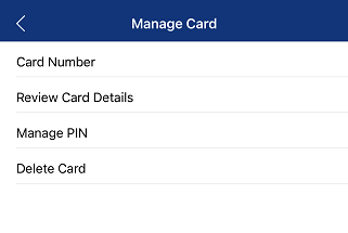 manage card menu