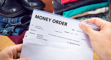 Accepting a money order as payment for used clothes