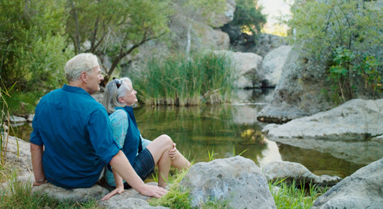 Sitting by a lake