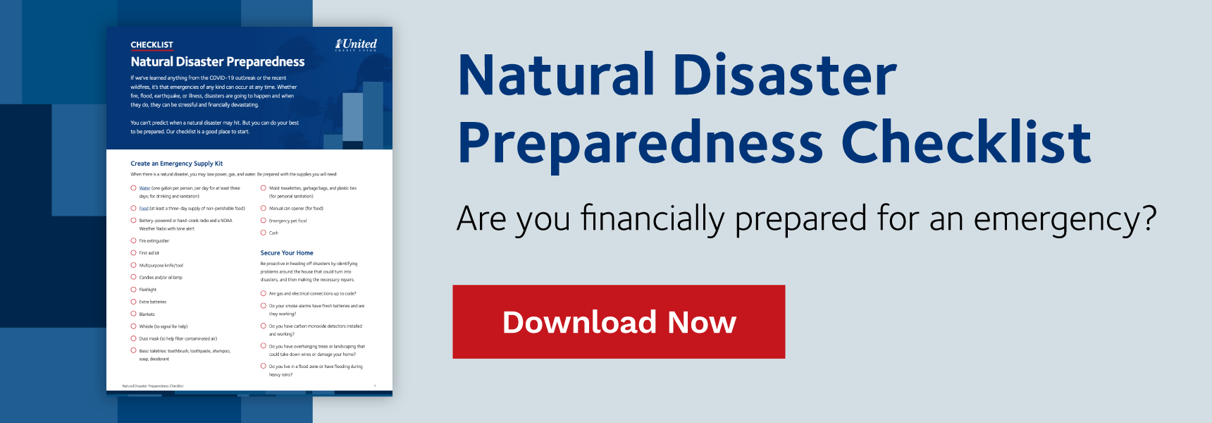 Download the natural disaster preparedness checklist