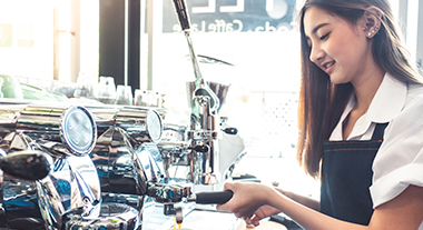 Teenager working at a coffee shop