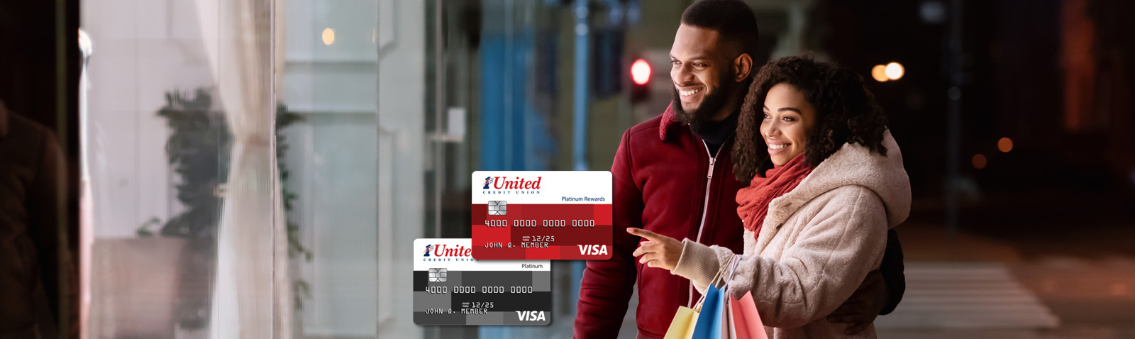 Couple shopping, Visa credit cards