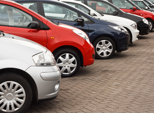 Cars at a car dealership