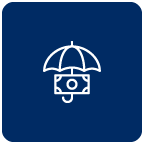 Umbrella over dollar bill icon illustration