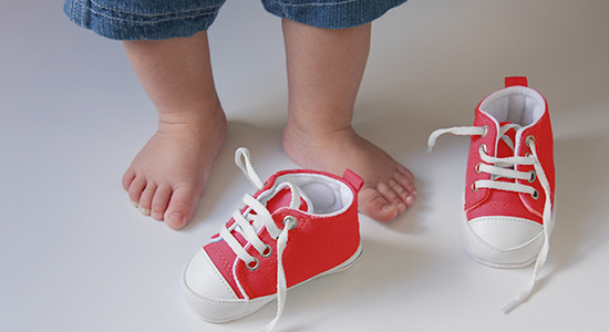 Baby feet with shoes