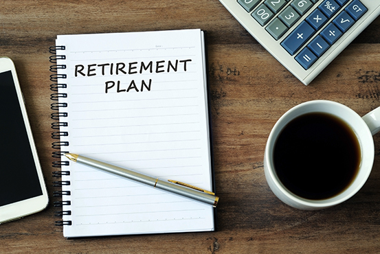 Retirement plan written in a notebook