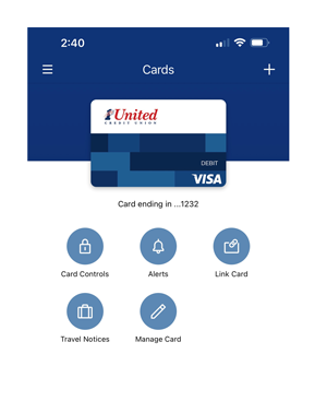 Card management menu