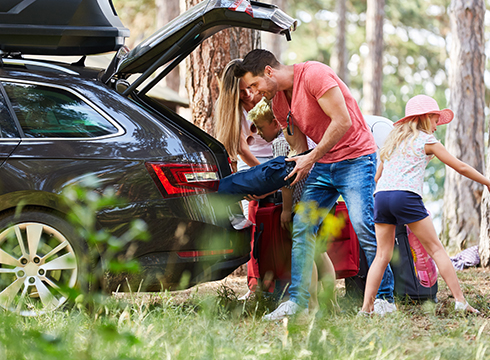 Loading the car for a camping trip