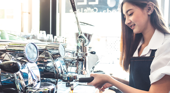 Teenager working at a coffee shop