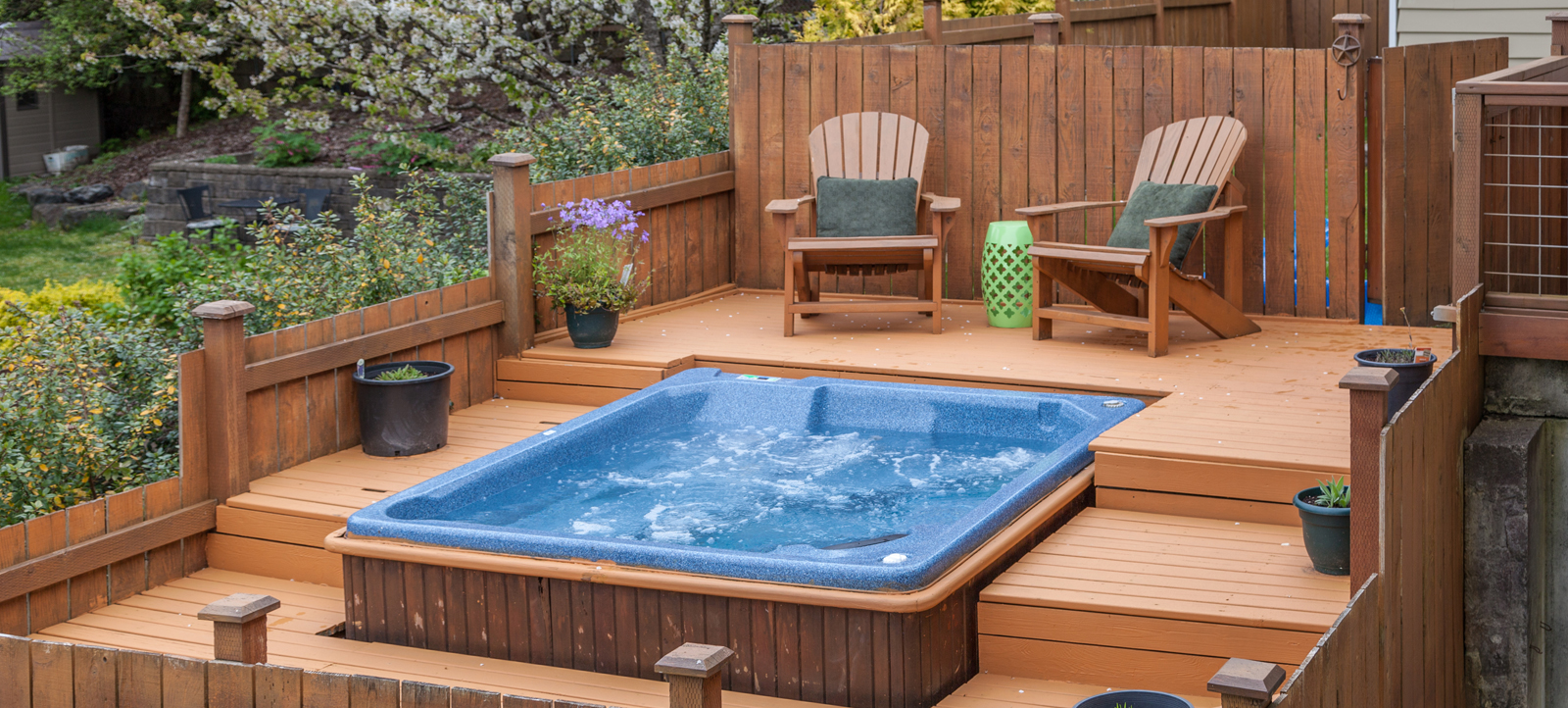 Hot tub on the patio deck
