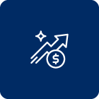 Upward arrow with coin icon illustration